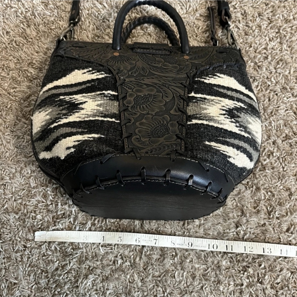 RRL Aztec Tooled Leather And Carpet Bag - Picture 8 of 11